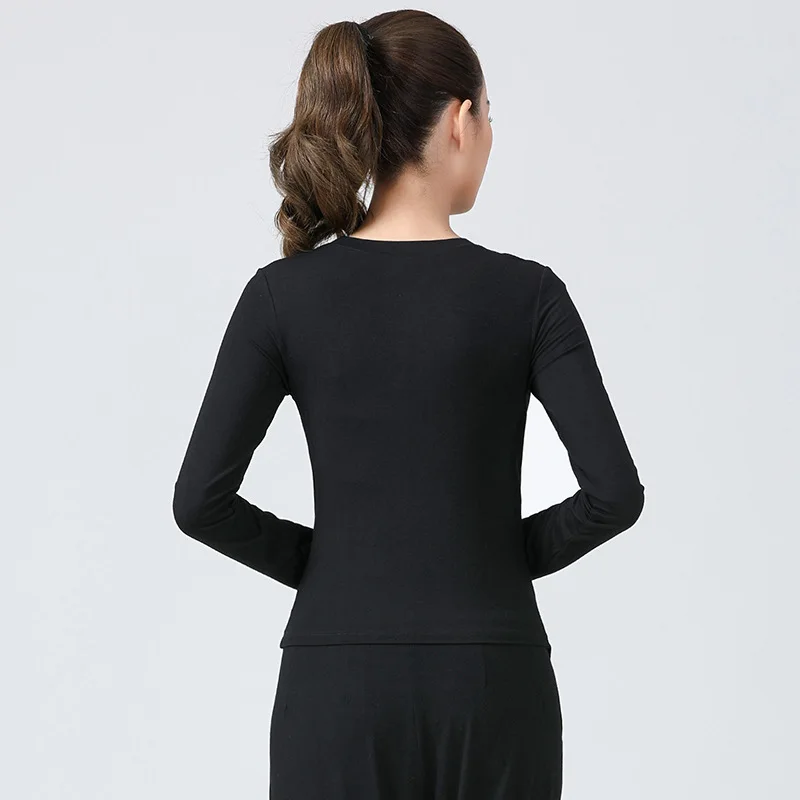 Latin Dance Shirt Practice Clothes For Women New Drawstring White/black Long Sleeve Loose Training Designer Clothes Samba Rumba