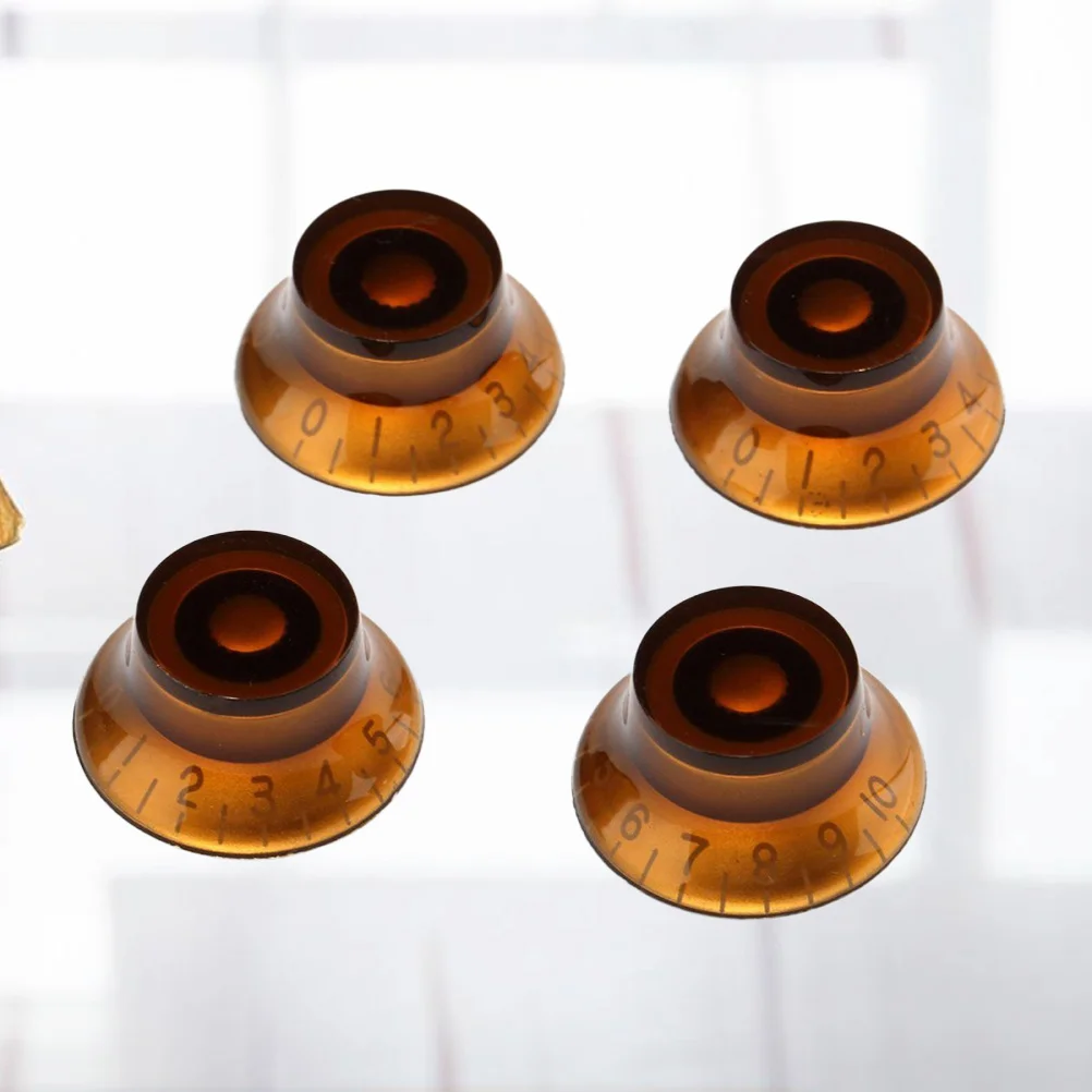 

4Pcs Amber Acrylic Potentiometer Cap for Electric Guitar Volume Control Knob Replacement 10 Scale Display Sturdy Pointed Shape
