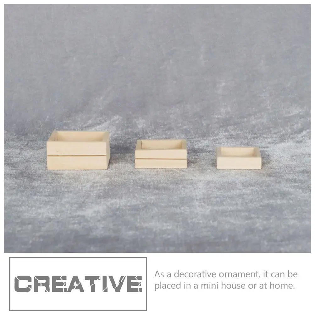 

3Pcs Mini Furniture Set Wooden Mini Baskets for Dollhouse Decorative Storage Basket Home Office Living Room Bedroom Decoration