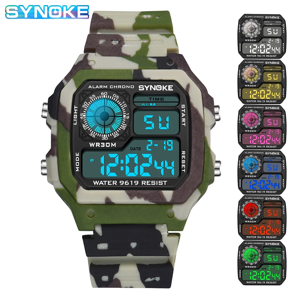 Sports Military Watch Men Waterproof Digital Watches Square Colorful Luminous Men\'s Electronic Wristwatch Reloj De Hombre