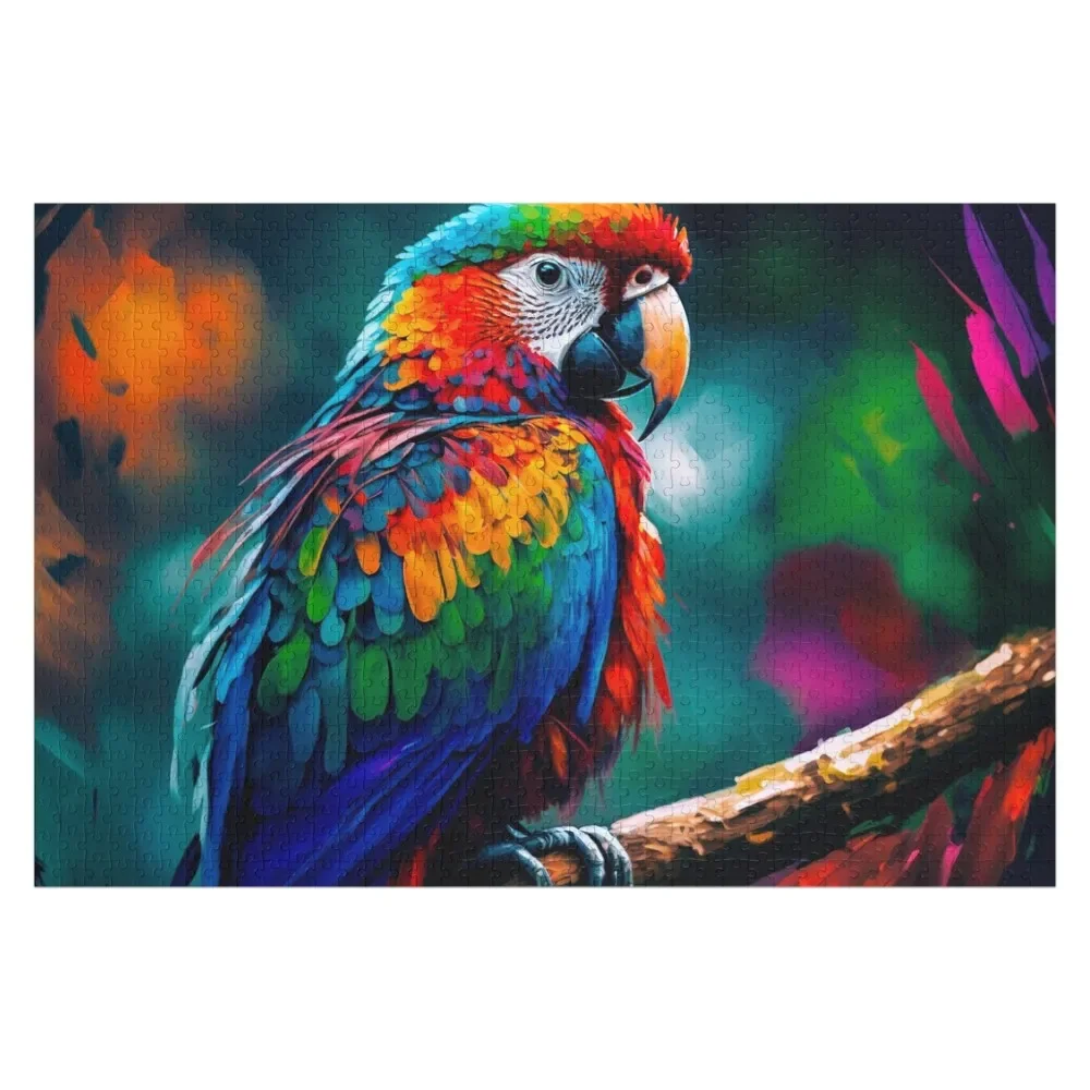 colorful parrot Jigsaw Puzzle Wooden Name Personalize Personalized For Kids Puzzle