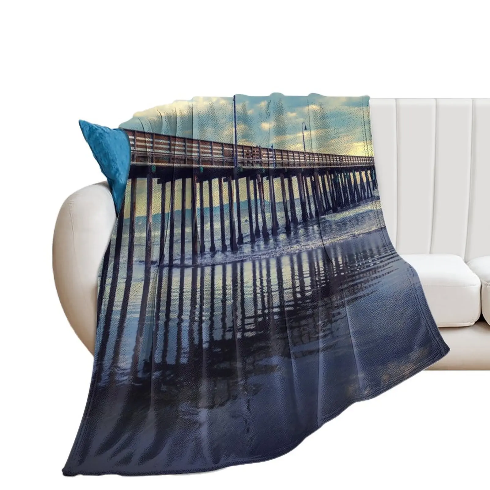 

Just Wandering photo of Cayucos Pier with Morro Bay in the background Throw Blanket Kid'S for winter Nap Blankets