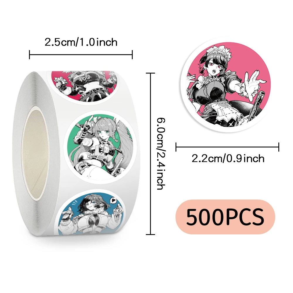 500pcs/roll Zenless Zone Zero Anime Game Stickers Cool Cartoon Girl Decals Decoration Phone Diary Laptop Sealing Label Sticker