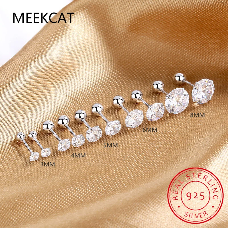 

100% 925 Sterling Silver 0.2-2 Carat D Color Moissanite Diamond Stud Earrings For Women Sparkling Party Fine Jewelry Gifts