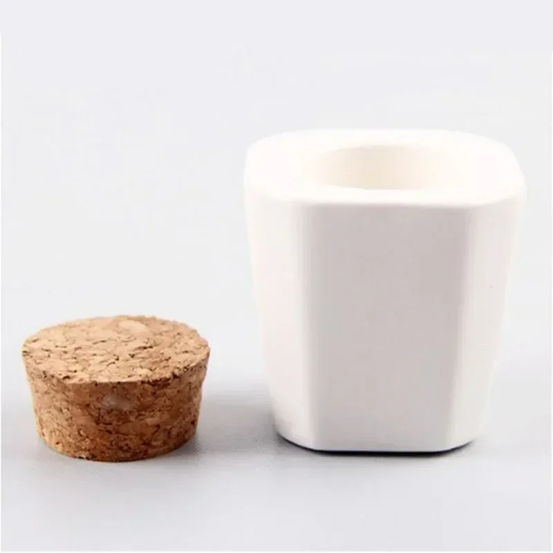 1Pcs Ceramics Nail Cup Acrylic Powder Liquid Brush Dappen Bowl Holder Container Equipment Nail Salon Tool With Wood Lid