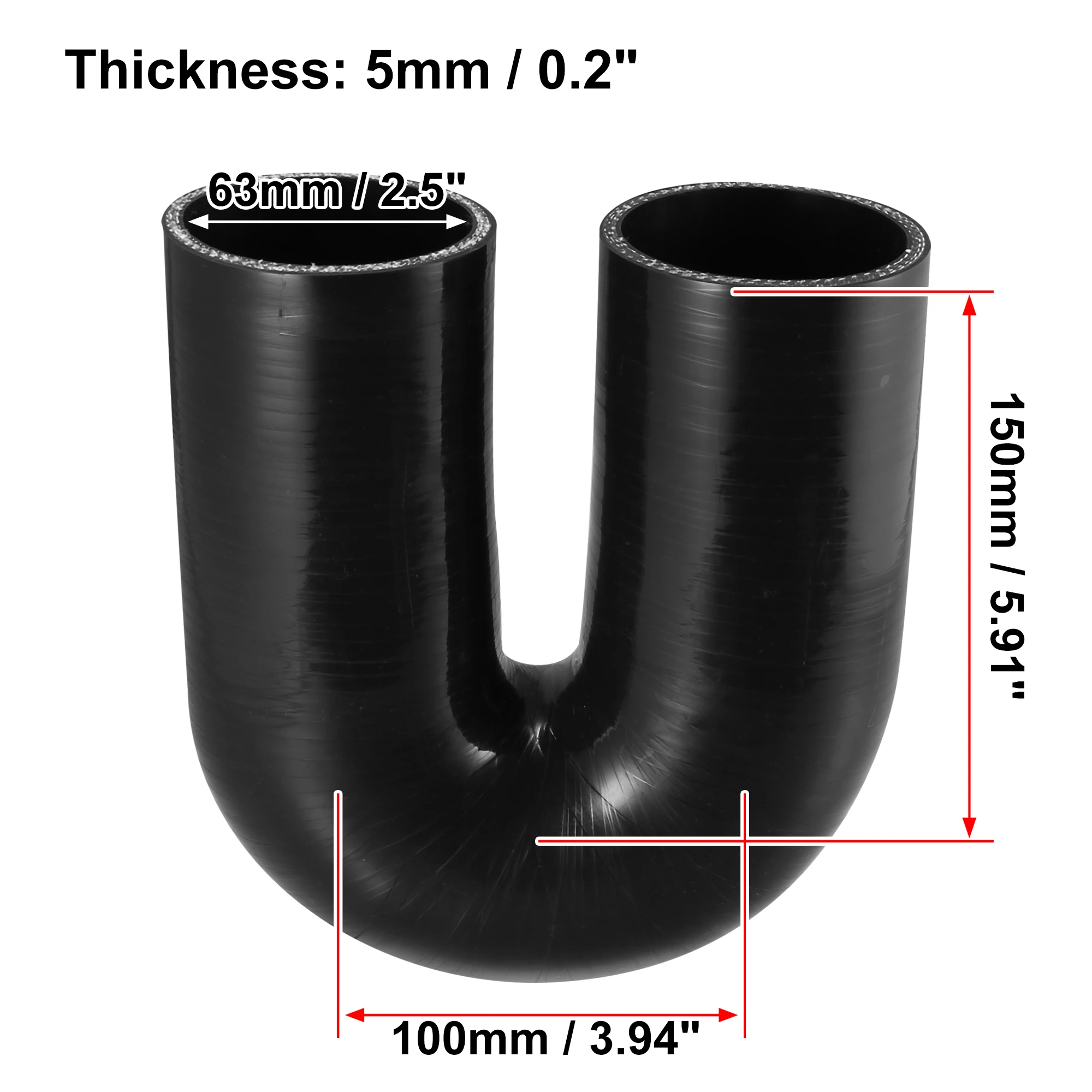 UXCELL 57 mm -76 mm ID 180 Grad Silikon-Reduzierschlauch Silikonschlauchkupplung Ladeluftkühlerrohr Schwarz 150 mm-150 mm Länge