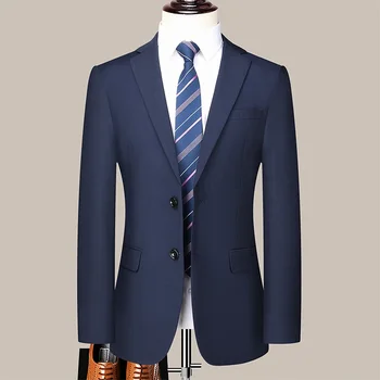 Men's 2024 Slim-fit Two-button Business Suit Professional Work Formal Two-piece Set Trousers Included S-6XL 4