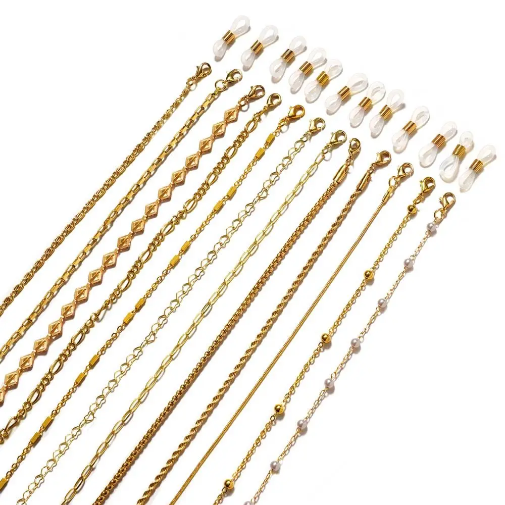 Retainer Lingkaran Bulat Cinta Hati Berongga Kacamata Hitam Rantai Masker Lanyard Logam Rantai Kacamata Masker Rantai Mutiara Rantai Kacamata