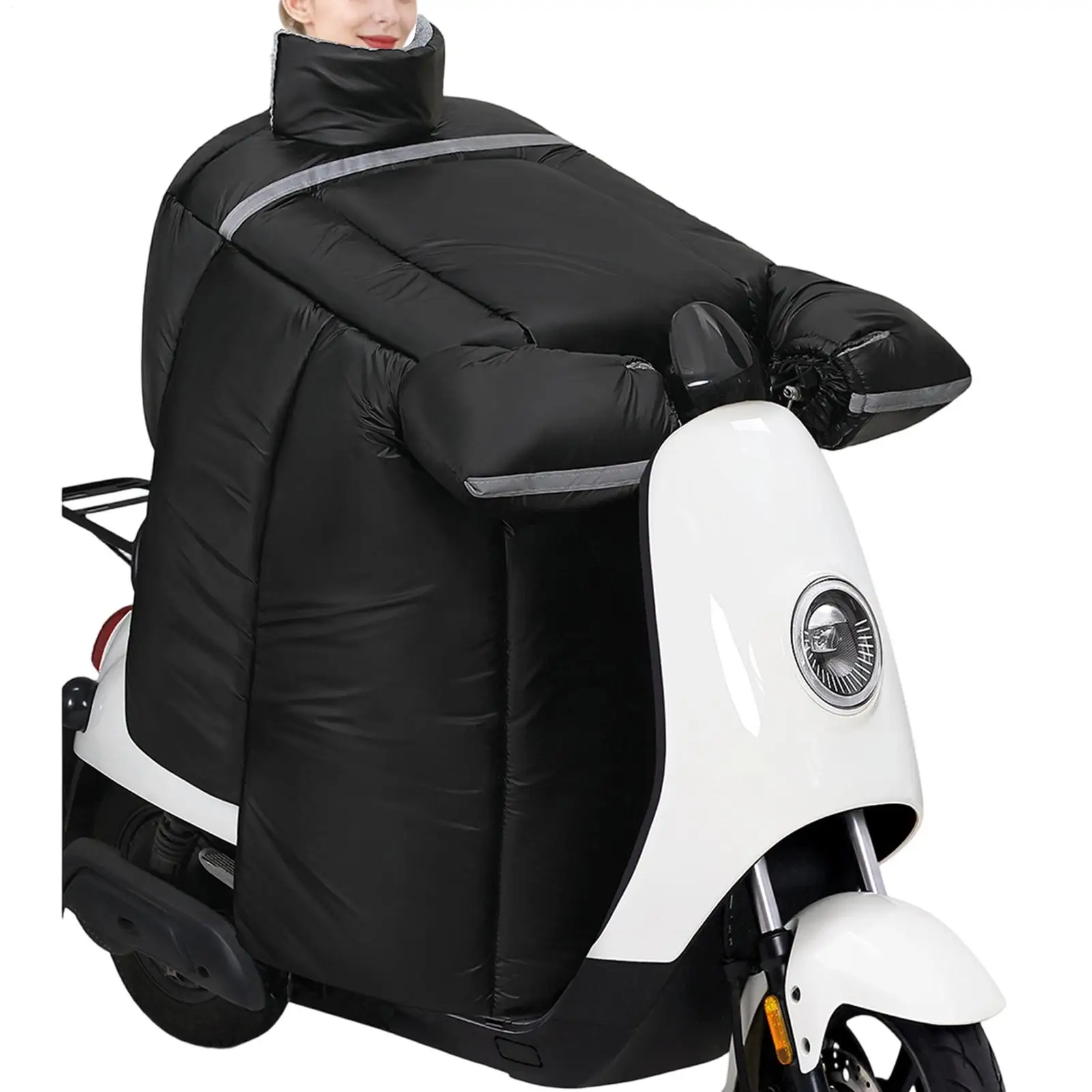 Winter Leg Apron Cover Waterproof Thick Blanket Plush Lining Motorcycle Windproof Leg Cover With Gloves For Women Scooter Winter