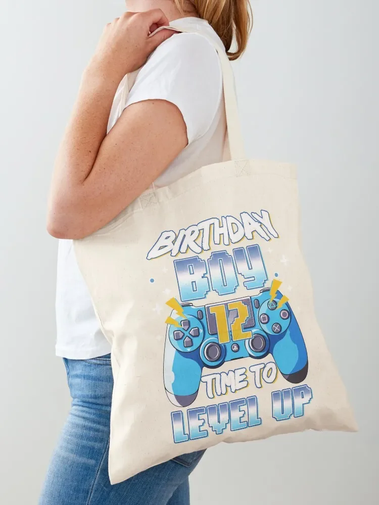 

Birthday Boy 12 Time to Level Up Birthday Gaming Tote Bag canvas tote Big bag personalized tote bag