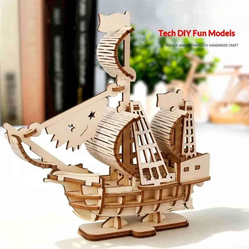 Wooden 3D Gotheborg Sailing Ship Puzzle DIY Handmade Craft With Educational