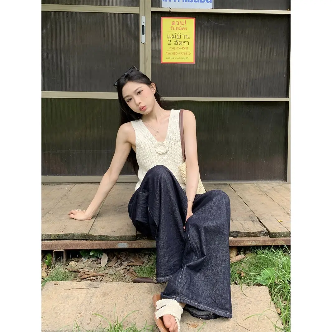 

Жилеты Жилеты Тонкие женские старые деньги Летняя отделка Вязаные многоуровневые легкие Ulzzang Гибкие шикарные милые молодежные ПР