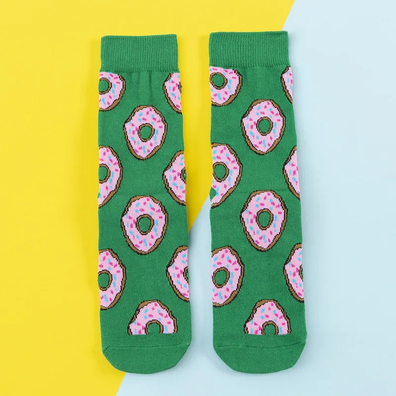 2024 Funny Harajuku Cute Socks for Men and Women Casual Cartoon Donuts Colorful Japanese Skateboard Sock Women's Hosiery