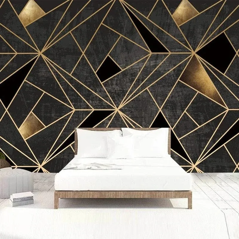 

Customized Mural Modern Minimalist Geometric Lines Light Luxury TV Background Wall Mural Wallpaper