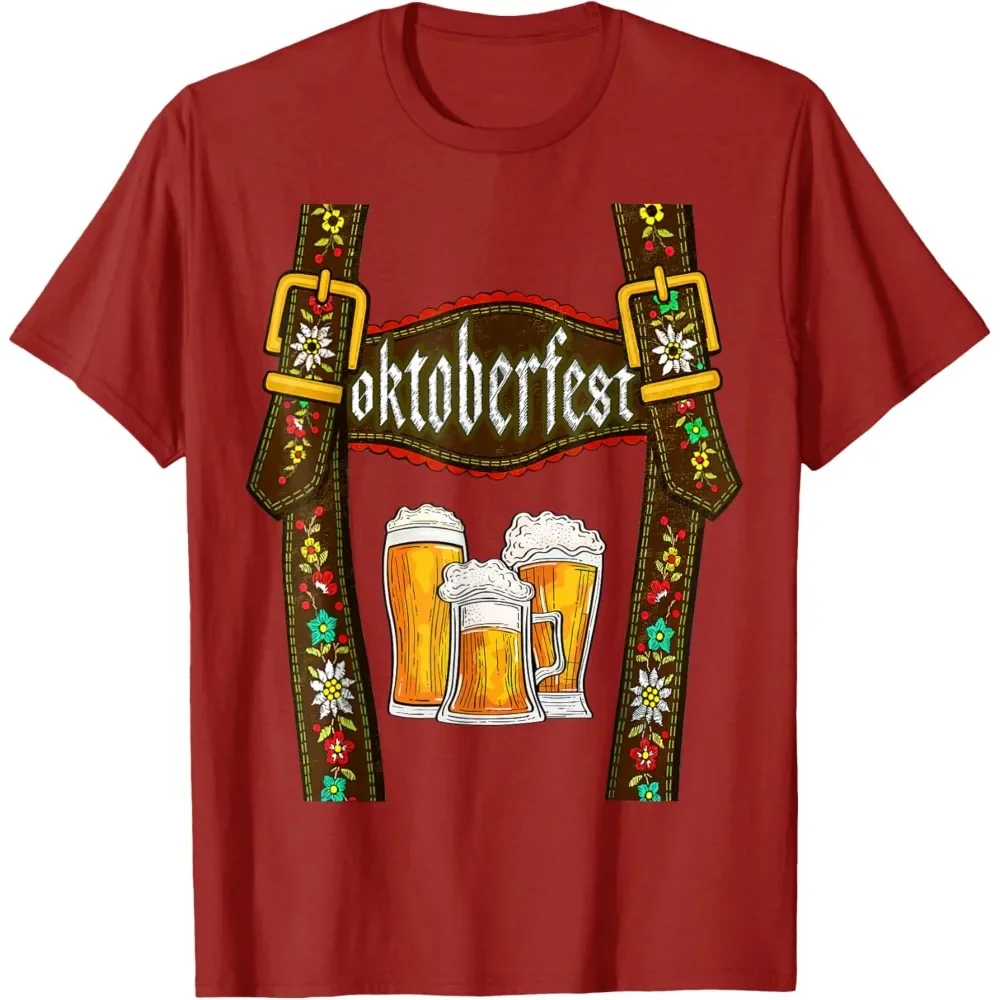 Lederhosen الحمالات مهرجان أكتوبر التي شيرت البافارية ميونيخ البيرة رجالي جودة عالية س الرقبة قمم تي شيرت للجنسين الشارع الشهير