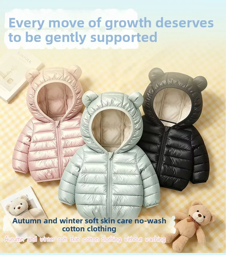 Neue Herbst- und Winter-Baumwolljacken für Jungen und Mädchen, Kinder-Oberbekleidung für Kleinkinder, dünne und leichte, warme Oberbekleidung. – Detail 1