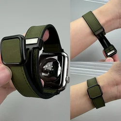 Silicone Strap For Apple Watch Ultra Band 46mm 49mm 44mm 45 42mm 41mm Leather Magnetic Bracelet For Apple IWatch 11 10 9 8 SE 3