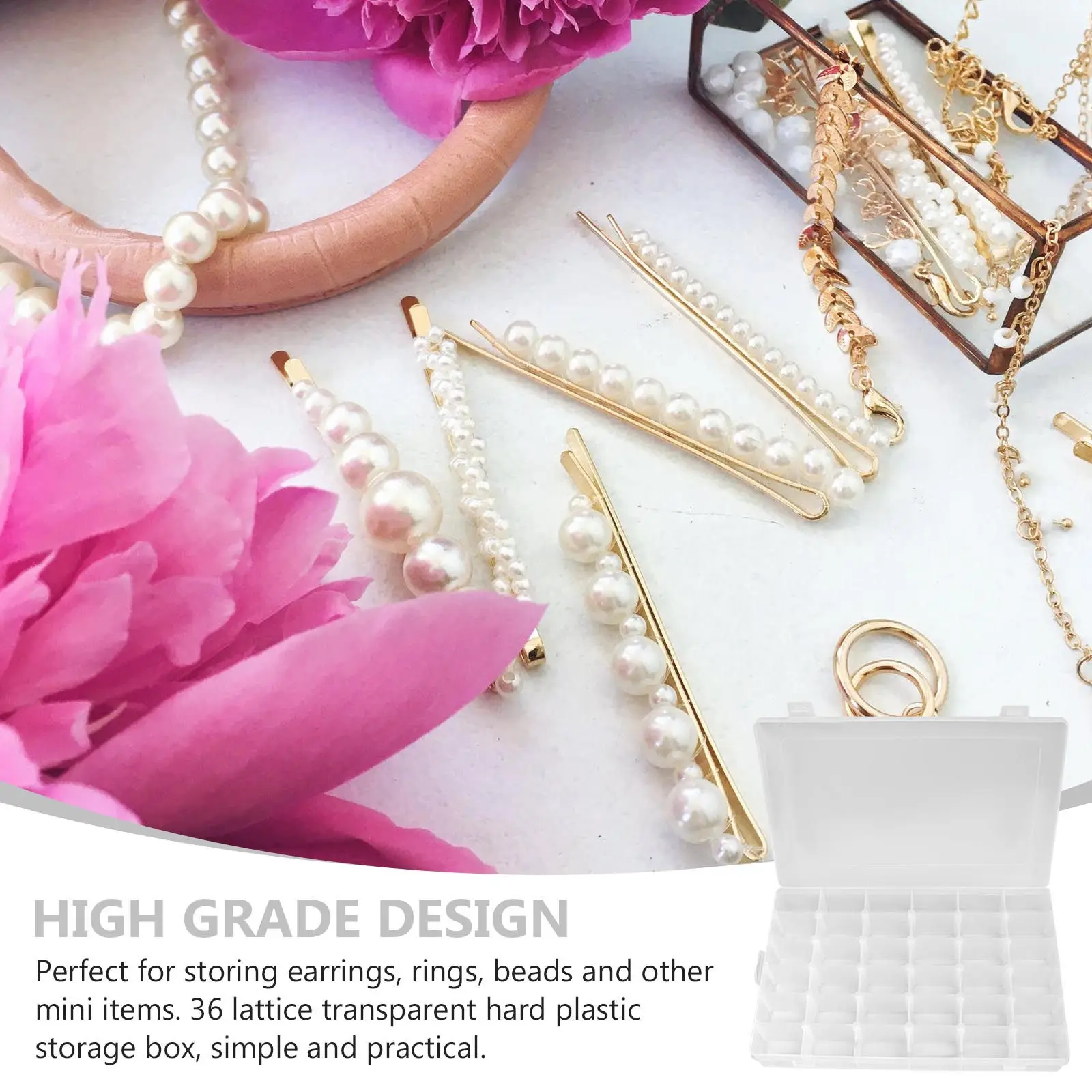 

1Pcs Jewelry Storage Box White Compact Design for Earring Ring Bead Organizer Case Household Display Container
