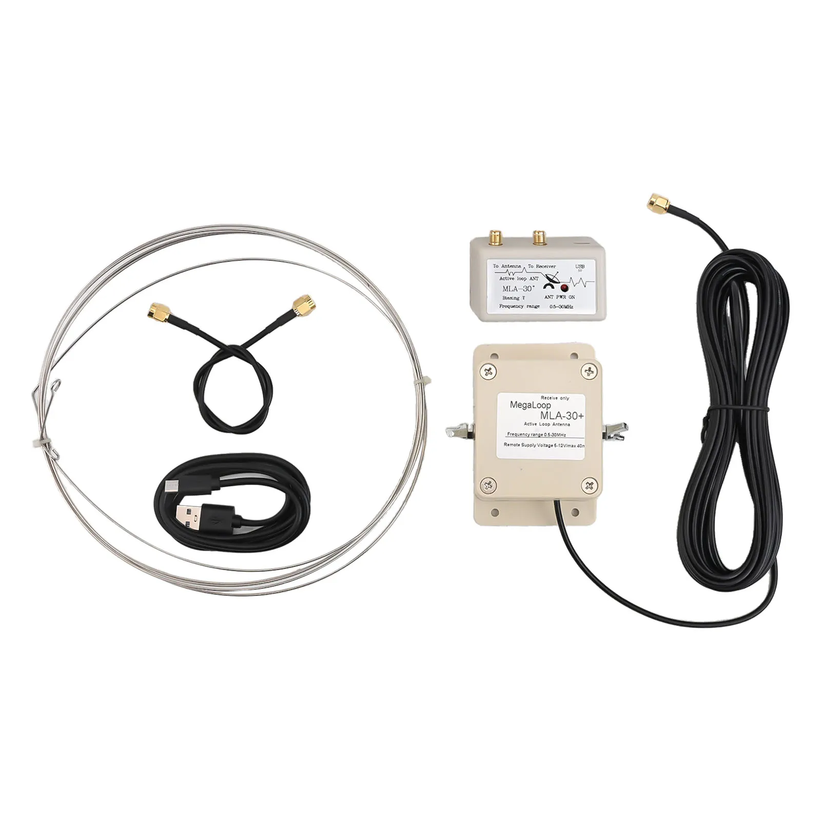 Ring Receiver MLA-30+ Loop Balconies 0.5MHz-30MHz Directional Magnetic Rainproof Shell USB Powered New Ring Receiver
