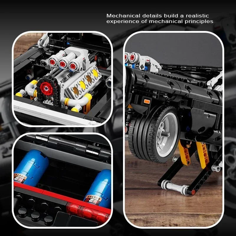 Compatible with LEGO Technical Dodge Charger Racing Car Building Blocks Model 1077Pcs  Assemble Bricks Fast and Furious kid Gift