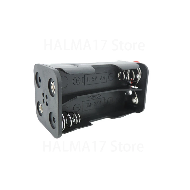 4 solt AA Battery Holder 6V 4 X AA Batteries Black Plastic Storage Box Case Dual Layers with Connector Wire Leads J17