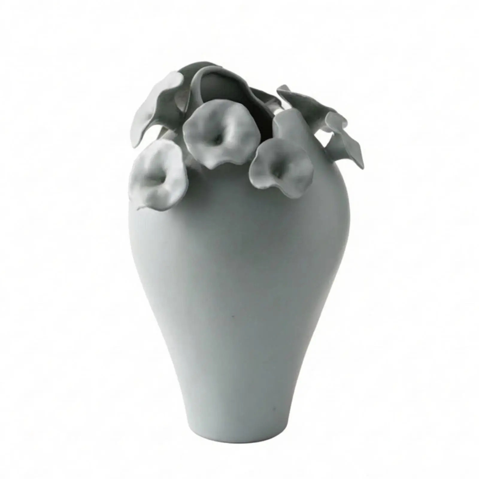 Glazed Ceramic Vase Irregular Petal Shape Decorative Flowers Holder for Living Room Elegant Centerpiece