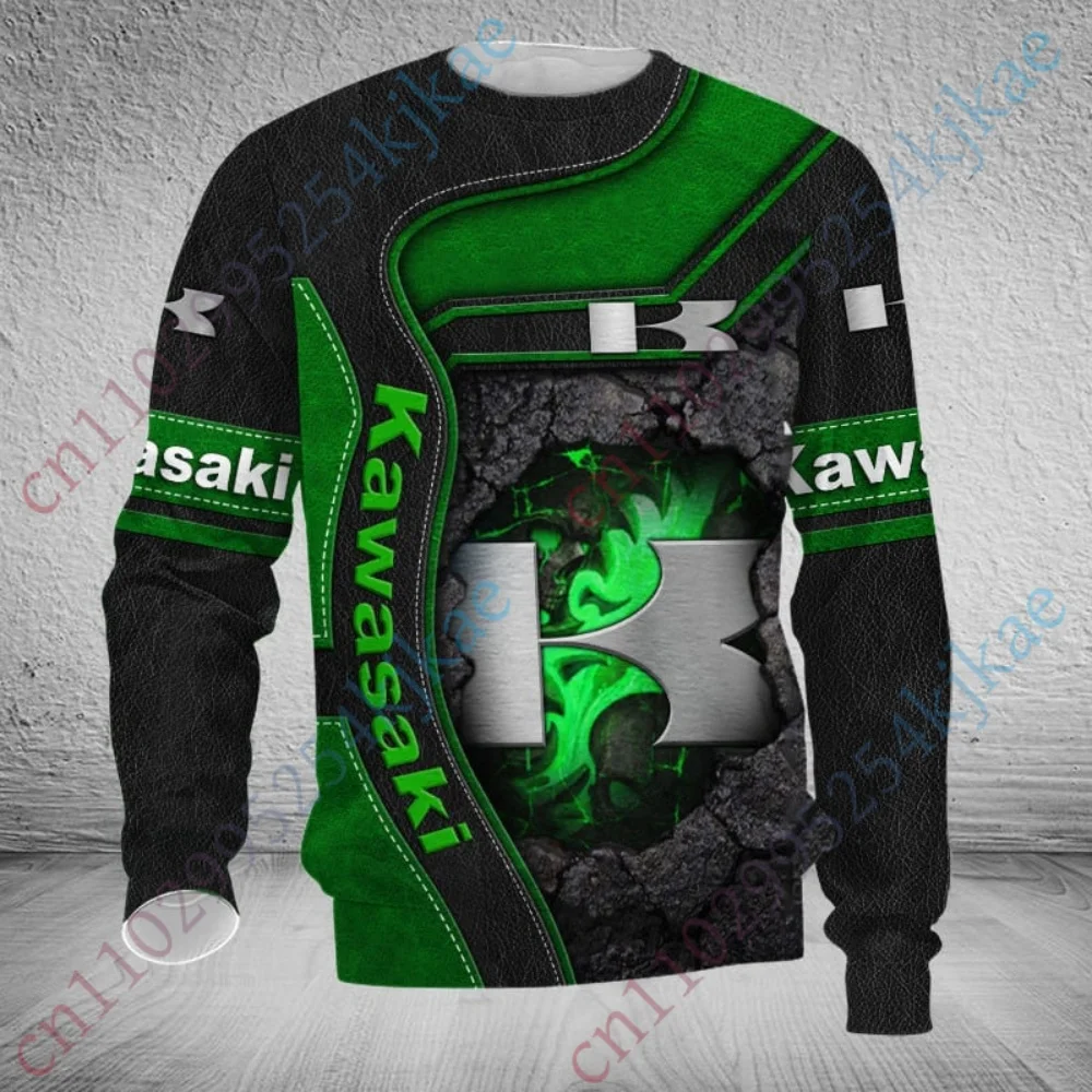 

2025 Kawasaki Oversized T-shirts Casual Round Neck Long Sleeve For Men's Clothing Tee Harajuku Sweatshirt T Shirt Breathable Top