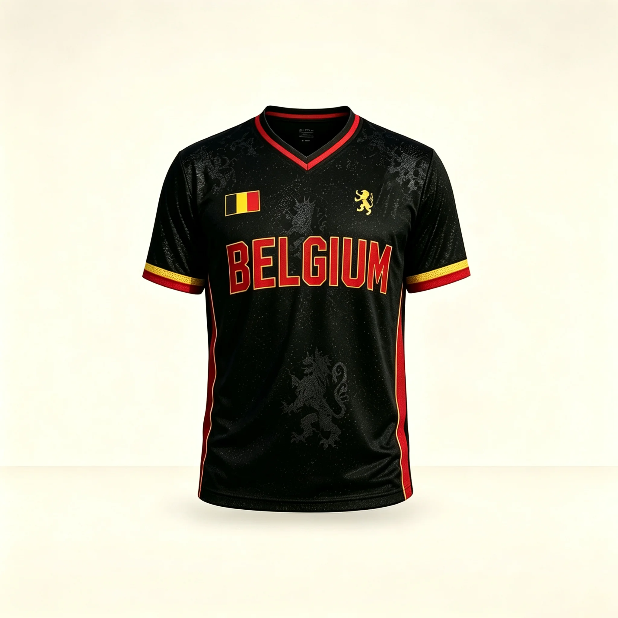 2026 Unisex Belgium Flag Lion Printed Athletic T Shirt, Red Gold Number 10 Lightweight Polyester Casual Fan Top