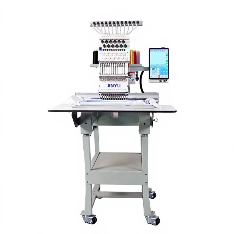 Multi Needle Embroidery Machine 12 Needles 12 Colors Touch Screen Controller Flat Frame Cap Garment T Shirt Hoodie Embroidery