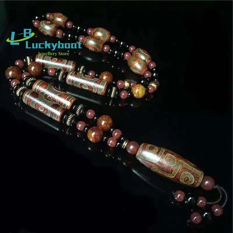 

Ретро девятиоковые натуральные тибетские агаты Дзи, бусины, сделай сам, ювелирные изделия, каменные бусины, антикварные агаты, нефритовый кулон для женщин и мужчин