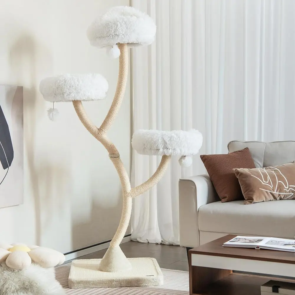 

70 Multi-Level Large Cat Tower with 3 Warm Perches, 3 Jingling Balls, Sisal Scratching Posts & Board for Large Adult Cats