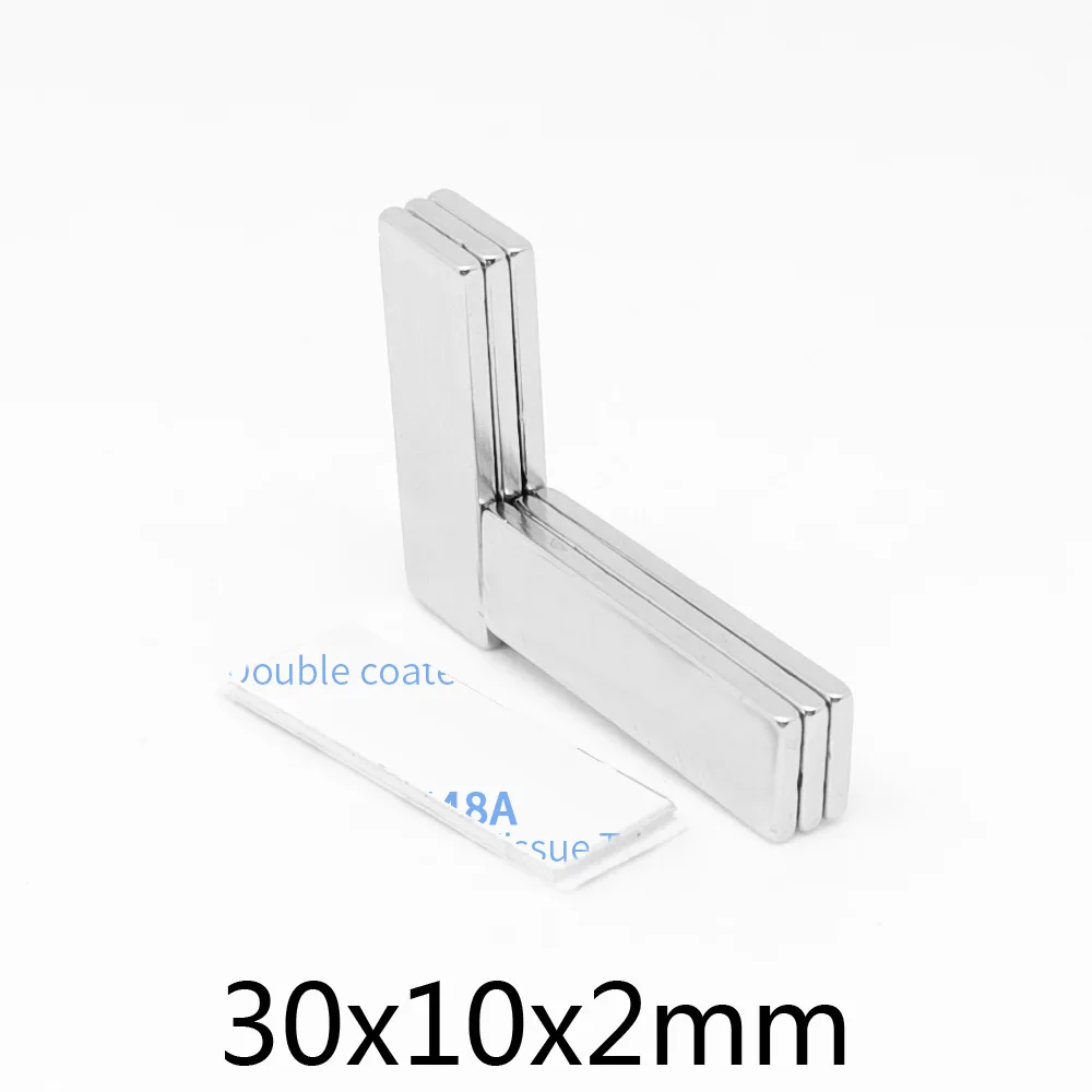 5/10/20/30/50/100PCS 30x10x2mm Block Magnets 30x10x2 Rectangular Rare Earth Neodymium Magnet With 3M Self - Adhesive 30*10*2