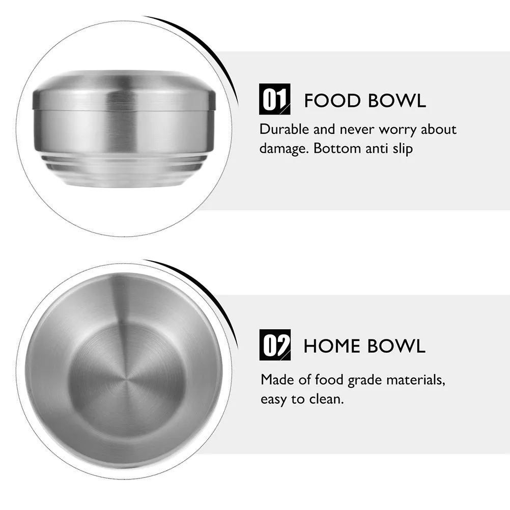 Stainless Steel Double Layer Rice Bowl with Lid Kitchen Soup Serving Bowl Multi-Function Household Kitchen Supplies Korean Style