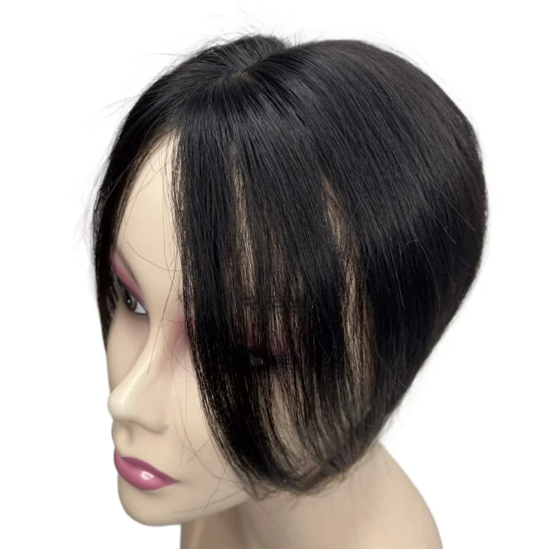 Human Hair Top Mini Hairpin Bangs Women Short Medium Part Straight Hair Wig Hair Accessories