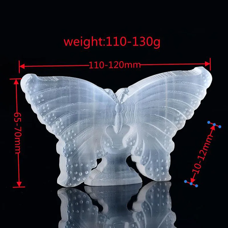 Natural Selenite Butterfly Animal Mineral Specimen Crystal Crafts Healing Crystal Carved Statue Plate Decor Feng Shui Collection