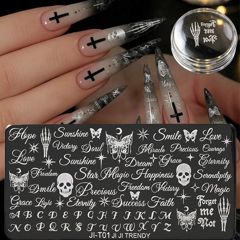 Nail Art Gothic - 12x6cm ハロウィン スカル バタフライ ネイルアート スタンピングプレート