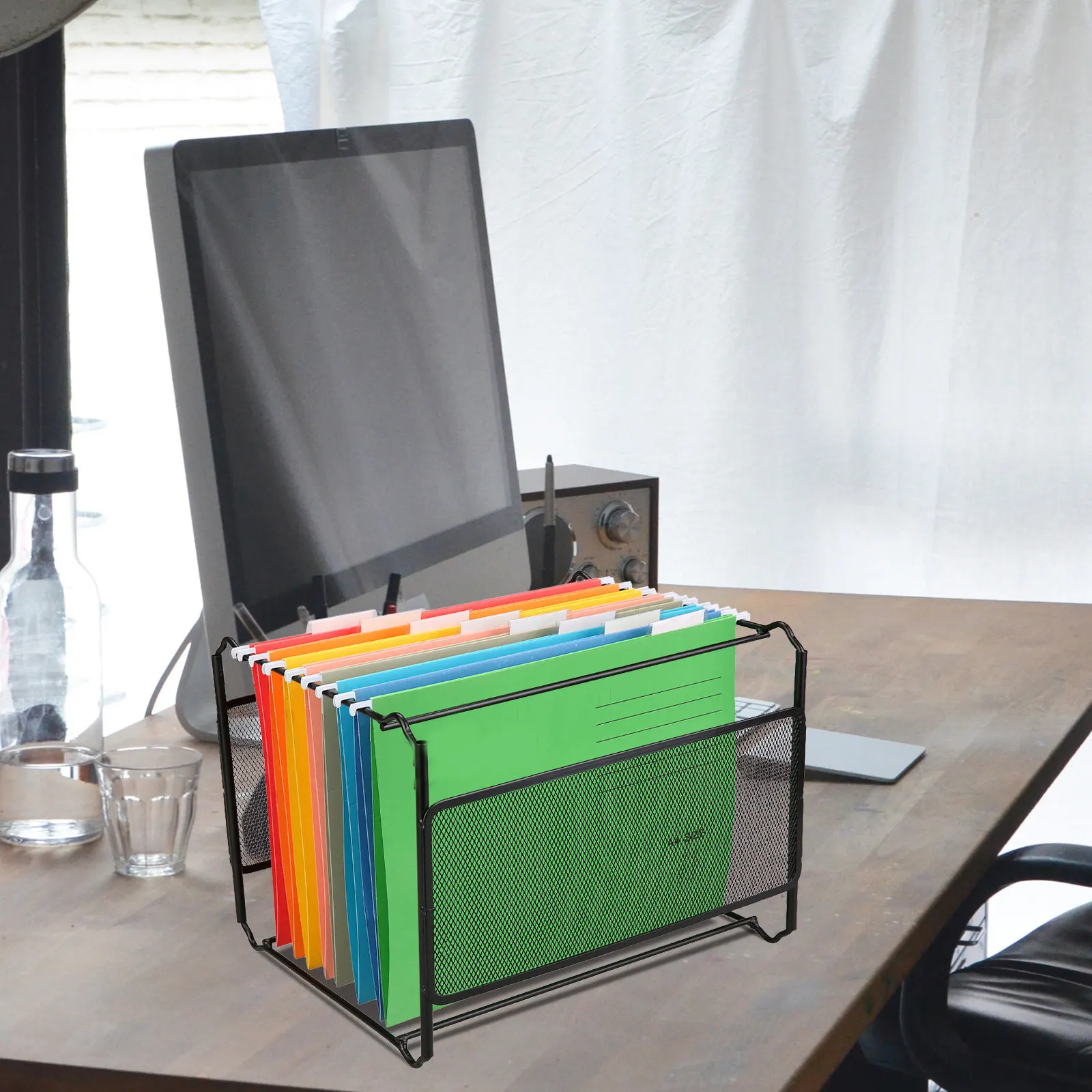 

8Pcs File Hanging Folders A4 Office File Organizer Stable Document Holder Coupon Receipt Pouch Multi Tier Folder