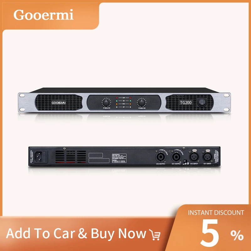 Gooermi 2 Channel Professional Digital Power Amplifier With Power Switch Volume Adjustment Knob For Speaker Stage DJ