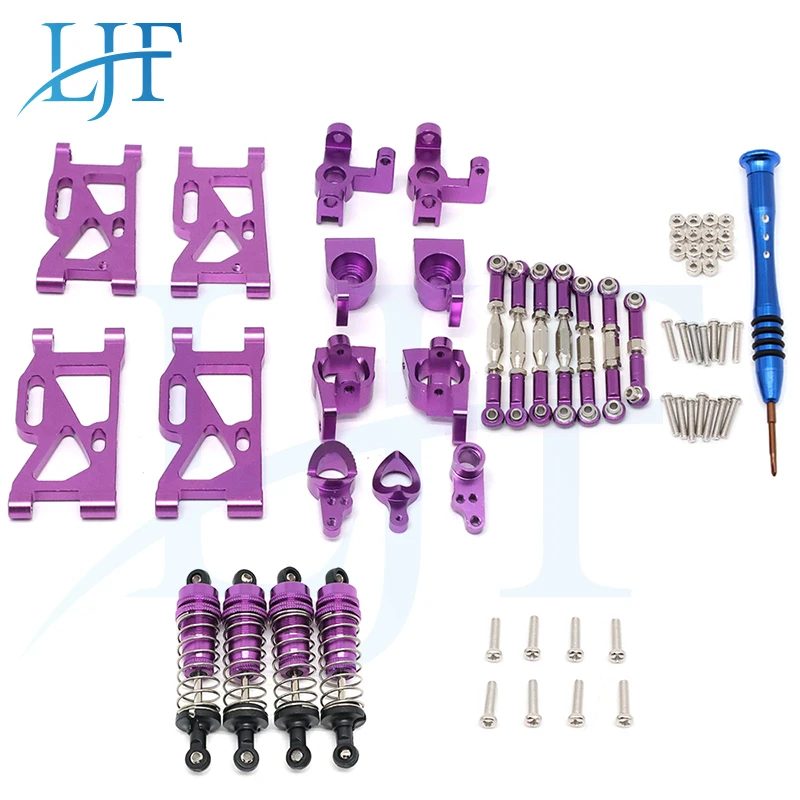 

8-pieces set Wltoys 1/14 144001 1/12 124019 Upgrade Metal Upgrade Parts With Shock pull rod Set Remote Control RC Car Parts L383