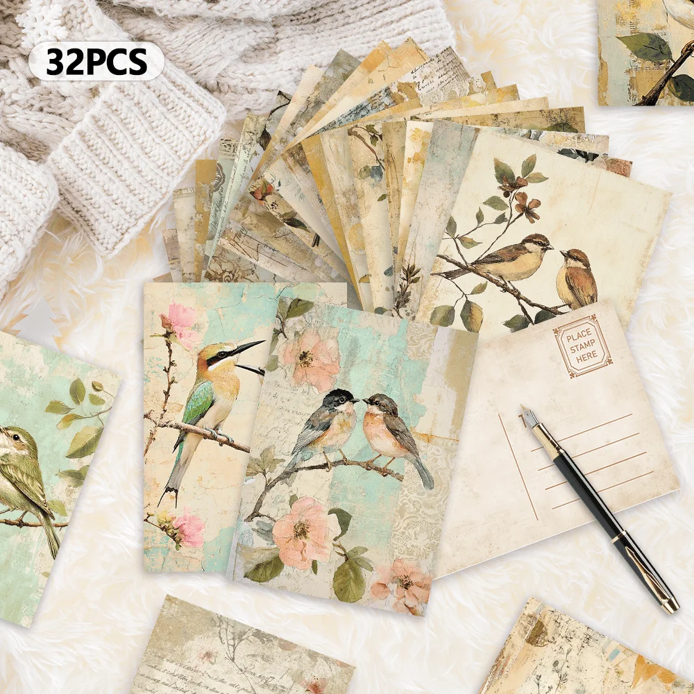 32개 빈티지 아트 엽서, 새 테마, 실내 침실 장식, 벽 스티커, 메시지 카드, 인사말 카드, 기념 엽서