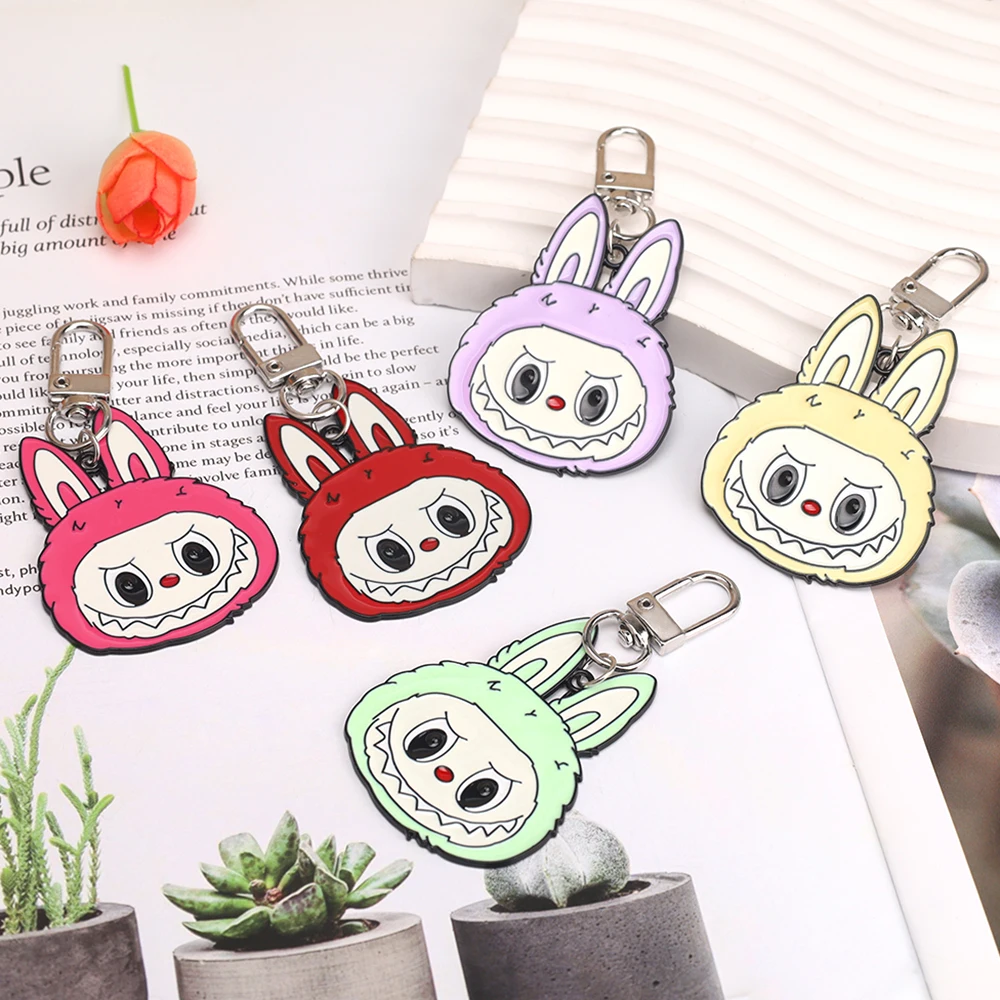 

Animal 9 Teeth Monster Keychain Anime Figure Shape Trendy Alloy Enamel Pendant Keyring Jewelry Cute Key Handbag Accessory Props