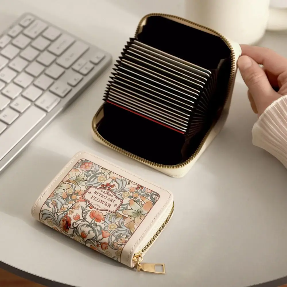 

Floral Credit Card Holder Wallet For Women Classic ID Card Case PU Leather 9/18 Slots Money Coin Gift Card Pouch