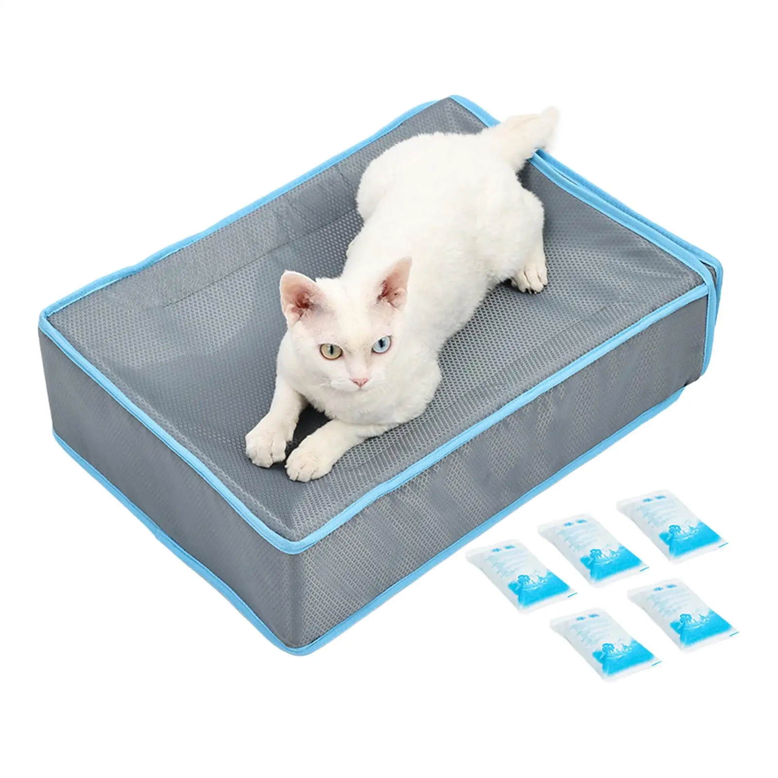 

Cooling Dog Mat 20.3x15x5.5 Inch Washable Pet Bed With 5 Ice Packs Pet Cooling Mat For Puppy Cat Summer Outdoor Indoor Travel