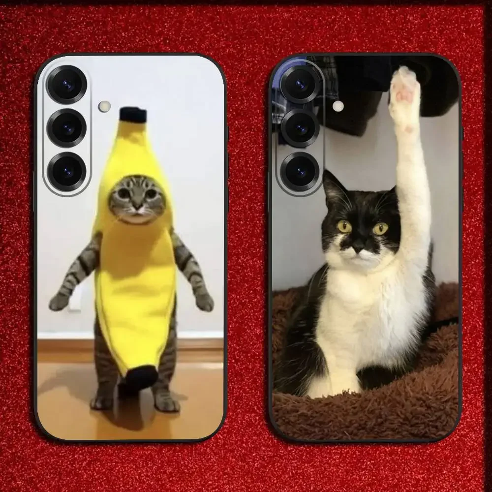 Cat Memes Phone Case For Samsung S25,S24,S21,S22,S23,S30,Ultra,S20,Plus,Fe,Lite,5G Black Cover