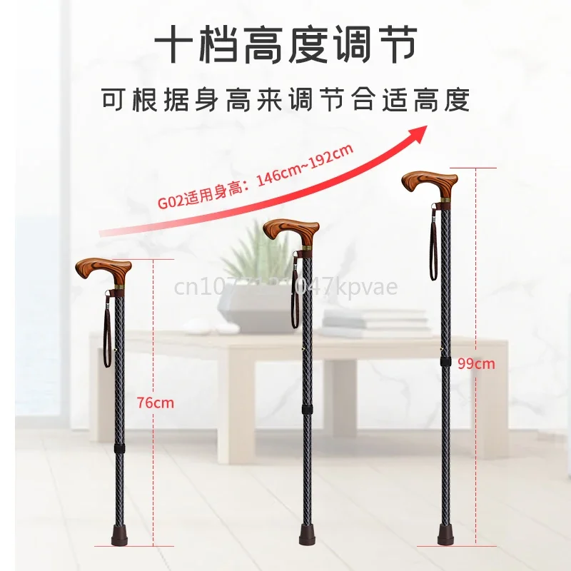 

imported elderly crutches, aluminum alloy portable solid wood handle telescopic mountaineering crutches