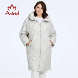 Astrid-Doudoune longue à capuche pour femme, manteau matelassé coupe-vent, parka chaude, grande taille, optique, hiver, 2023