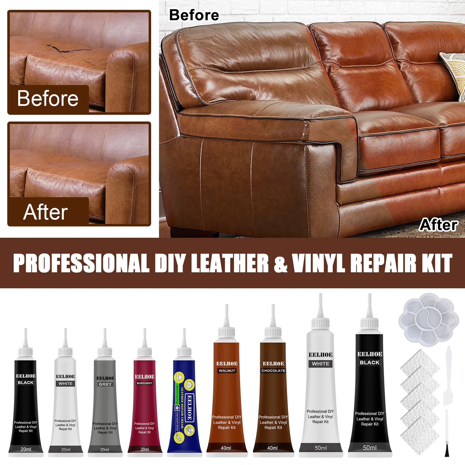 Car Leather Color Restoration Cream - For Handbags, Shoes, Sofas and More. Leather Refurbishment and Color Changing Agent.