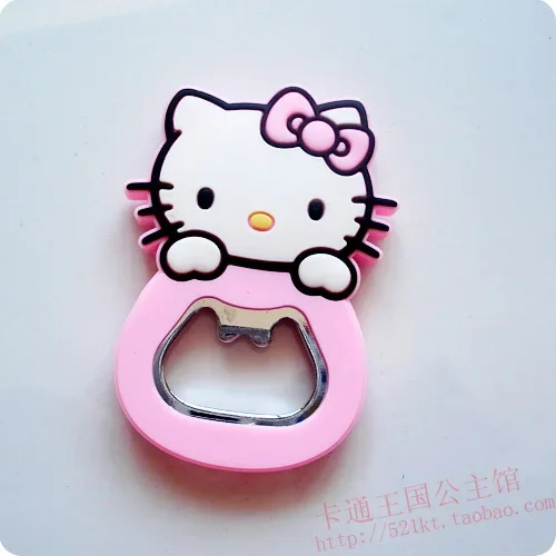 Kawaii Sanrio Anime Silicone Wine Opener Hello Kitty Girl Heart Beer Bottle Opener Refrigerator Magnet Portable