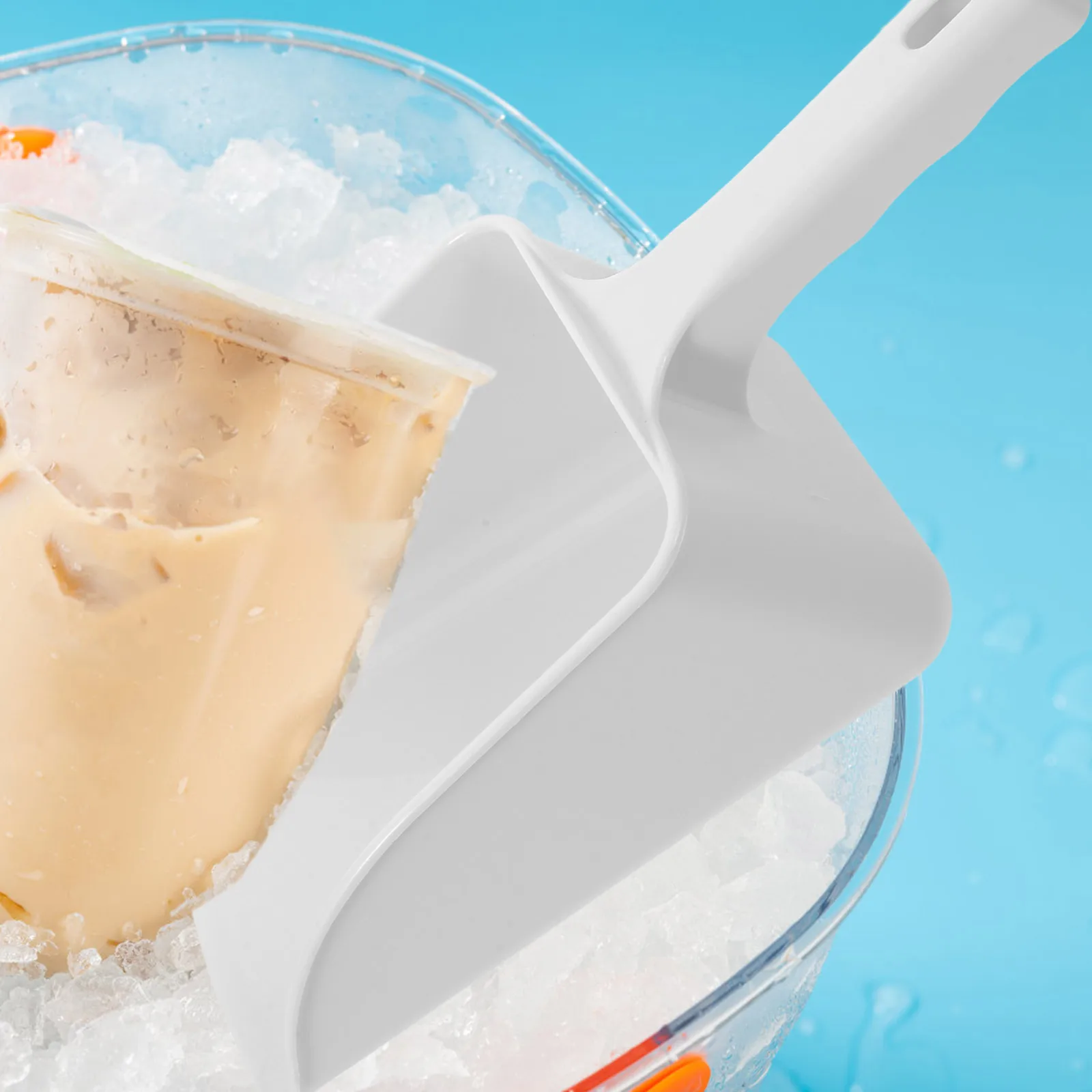 

Ice Shovel Food Scoop ABS Plastic White Kitchen Bar Spoon Freezer Cube Flour Rice Shovel Ergonomic Handle Smooth Multi
