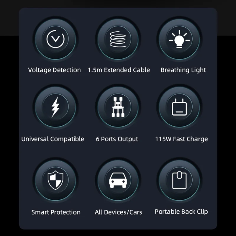 

PD+ QC3.0 USB+ Тип C 6-портовый многопортовый автомобильный адаптер зарядного устройства Телефонный адаптер Дисплей напряжения